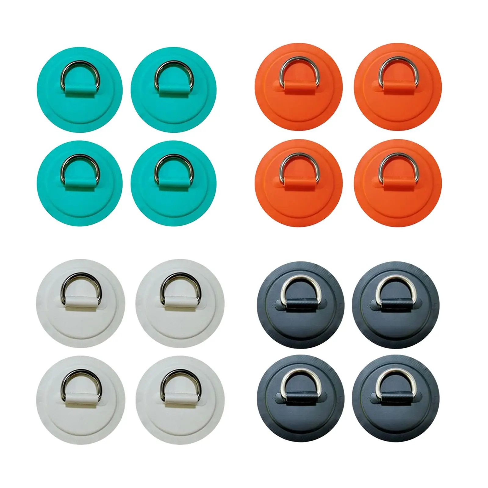 4x D Rings Patch Heavy Duty Deck Accessories Kayak Hardware D Ring Pad for Surfboard Inflatable Boat Raft Rafting Dinghy