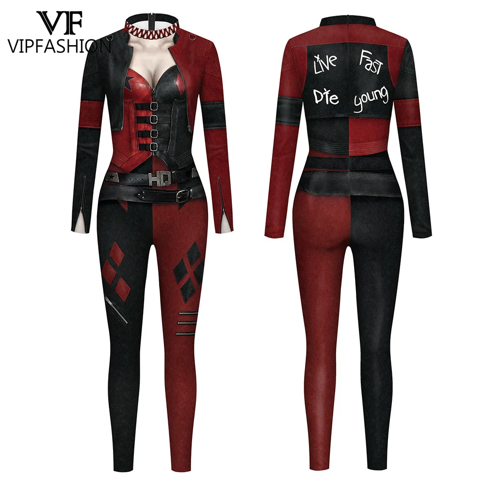 

VIP FASHION Clown Halloween Costume Women Jumpsuit Spandex Bodysuit Festival Catsuit Party Clothes 3D Digital Print Zentai Suit