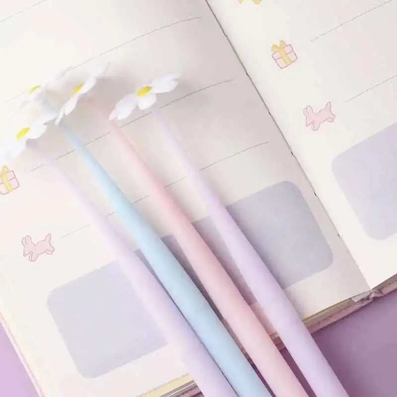 1-teiliger Lytwtw's süßer Kawaii kleiner Gänseblümchen-Stift für Büro, Schulbedarf, süßes Briefpapier, kreativ, hübsch, schön, weicher Gelstift – Detail 5