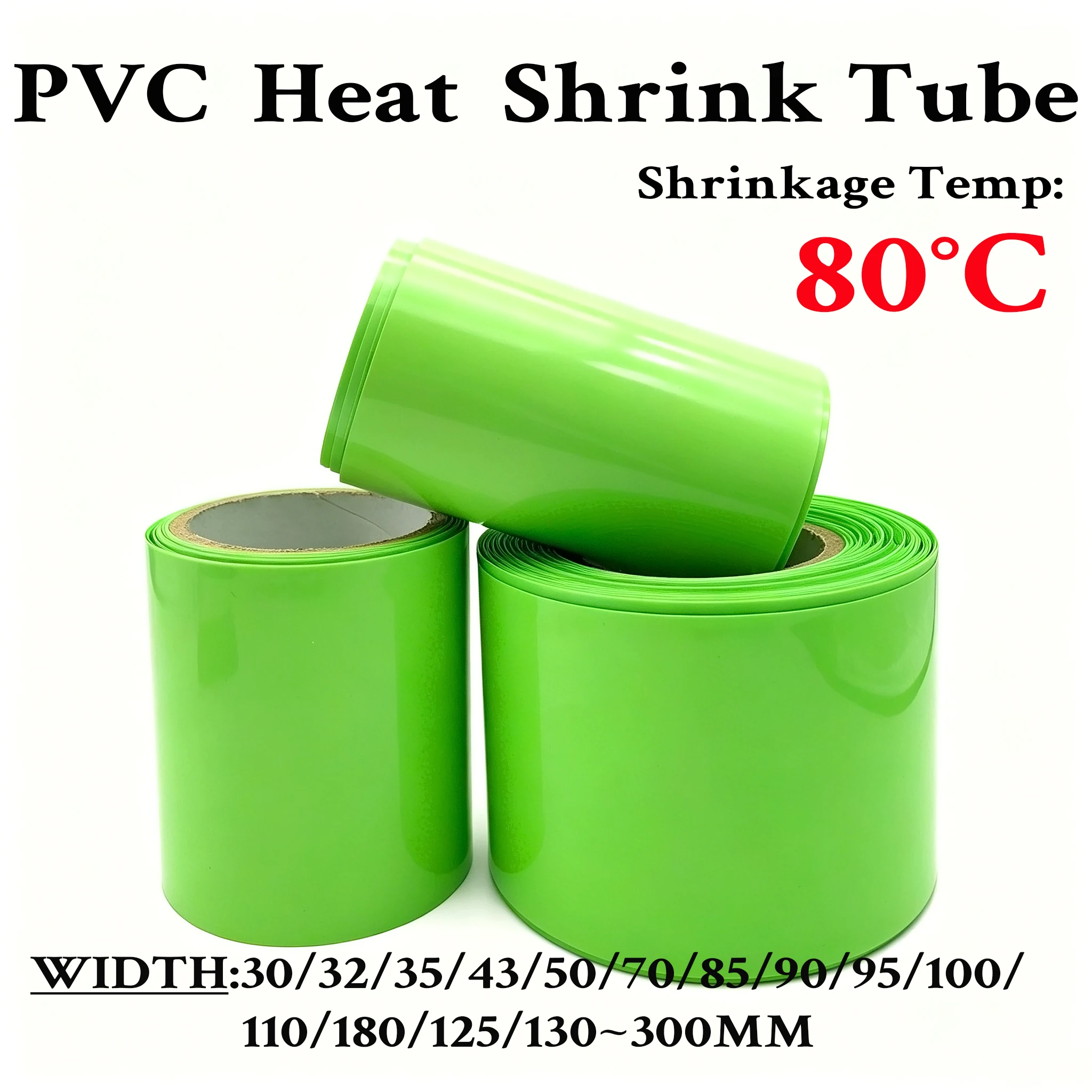 Waterproof green PVC battery heat shrink sleeve with an inner diameter of 30-300mm, fast shrinkage and bending resistance