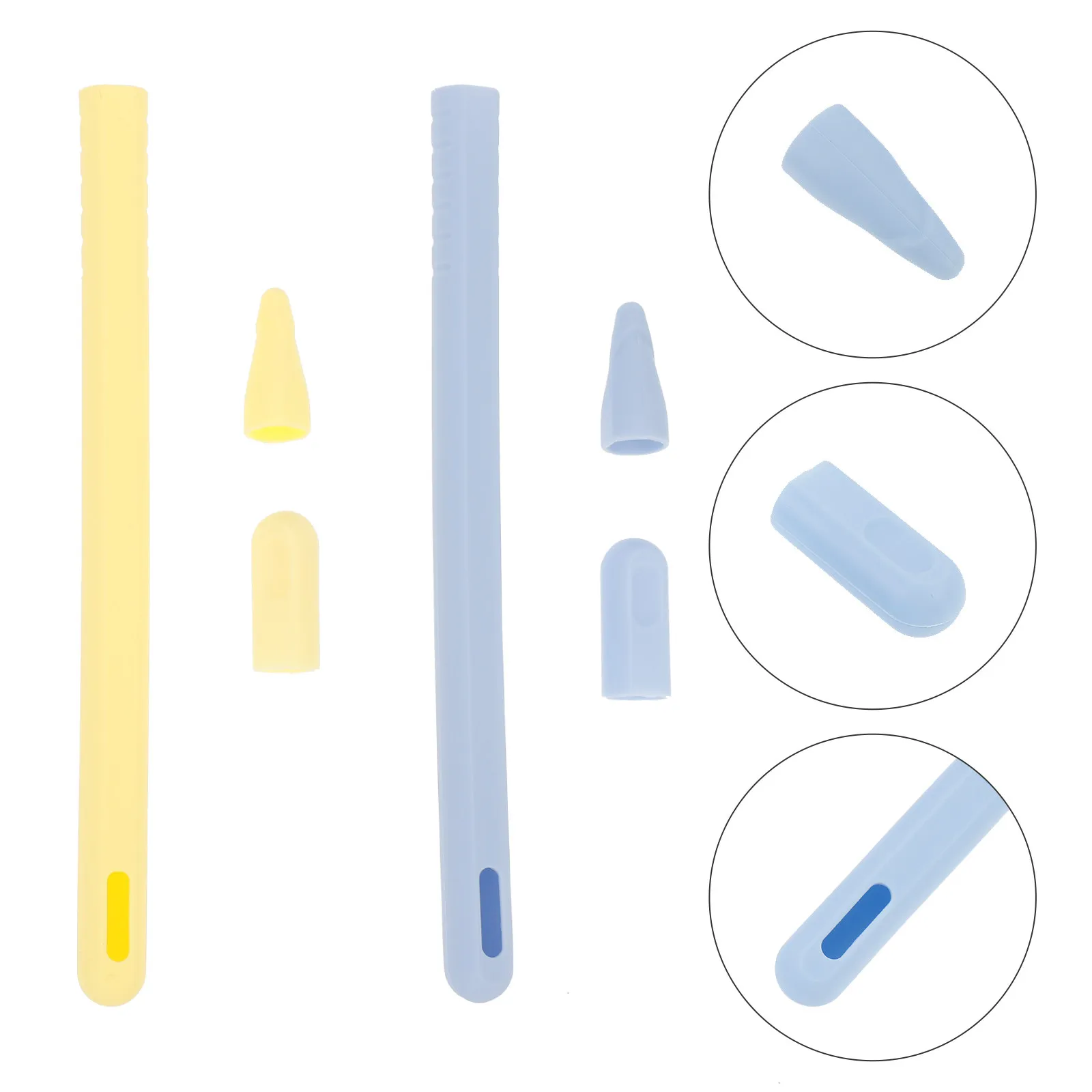 

2Sets Stylus Cover Compatible with Apple Pencil 2 Skin Friendly Silicone Stylus Pen Protective Sleeve with Nib Cap Pocket