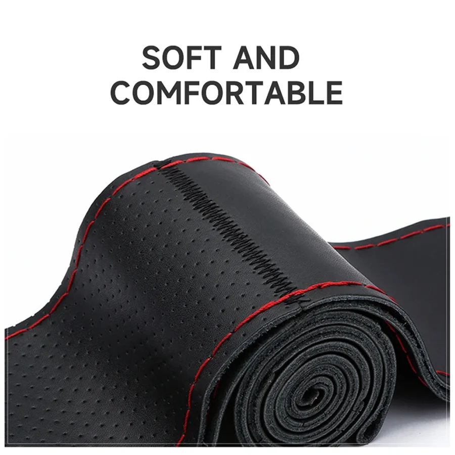 바늘이있는 정품 가죽 자동차 핸들 커버 스레드 DIY  - Car Steering Wheel Cover Anti Slip Breathable 리뷰 및 가격