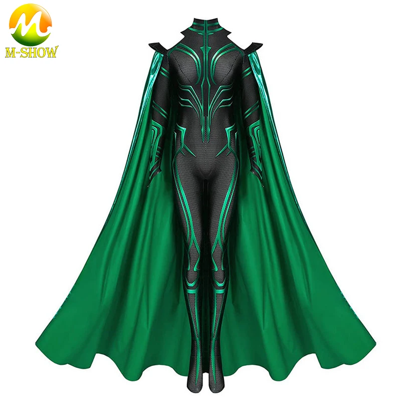 

Костюм для косплея Тора 3 Ragnarok Supervillain Hela, костюм супергероя для взрослых и детей с накидкой Zentai
