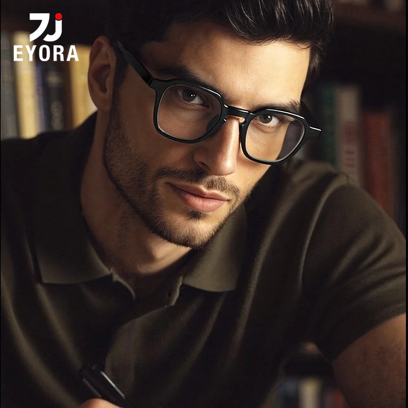 

EYORA Fashion Retro Full Rim Acetate Reading Glasses Anti Blue Ray Myopia and Hyperopia Photochromic Prescription Eyewear Lens