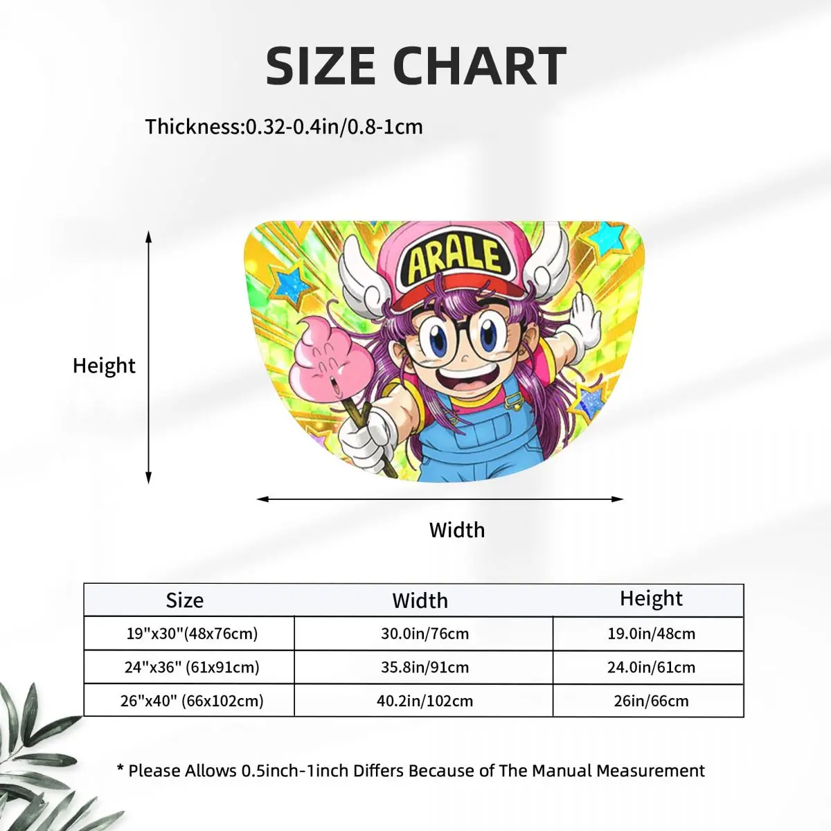 Arale Dr.Slump Anime Soft Flannel Half Round Doormat Non Slip Bathroom Mat Absorbent Floor Carpet for Living Room