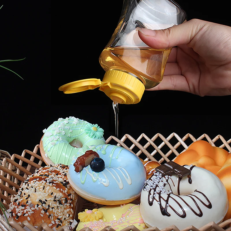 Plastic Honey Squeeze Bottle Condiment Ketchup Dispensers Flip Cap Refillable Syrup Jars Leakproof Containers Squeezable Bottles