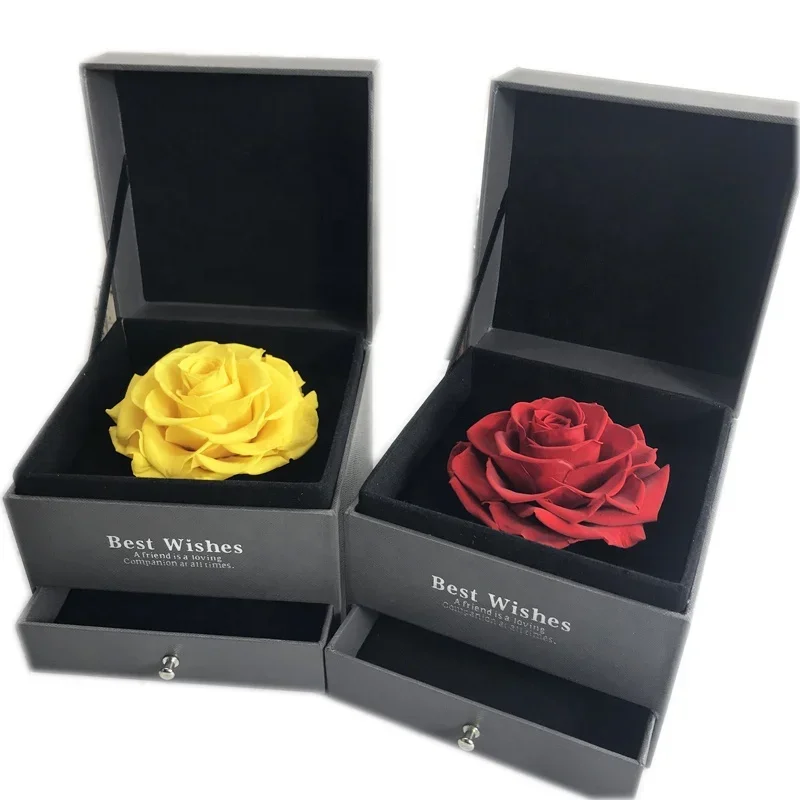 

Luxury Flower Jewelry Drawer Box, Rose Flower Design, Preserved Rose in Gift Box