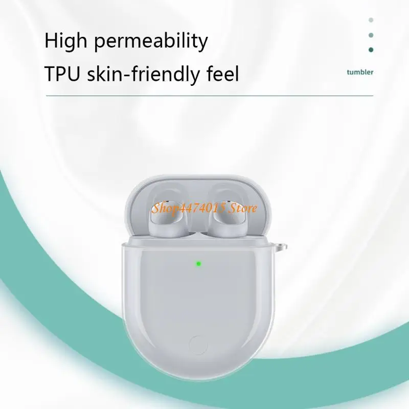 K1AA لغطاء العلبة مع سلسلة المفاتيح لـ Redmi Airdots 3 Earbuds ، TPU الشفافة