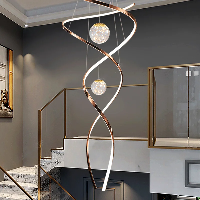 

Современная лестничная люстра, подвесные светильники, внутреннее освещение, потолочный светильник, подвесной светильник, светодиодные люстры для гостиной, внутреннее освещение