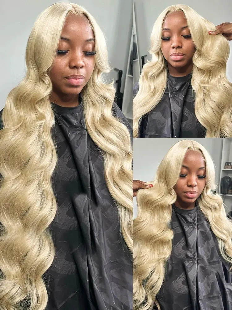 Blonde 613  13x6 Human Hair 13X4 Frontal Blonde Colored 22 40 Inch Body Waves Glue-Free Waves Wig 150 Density HD Lace Wig