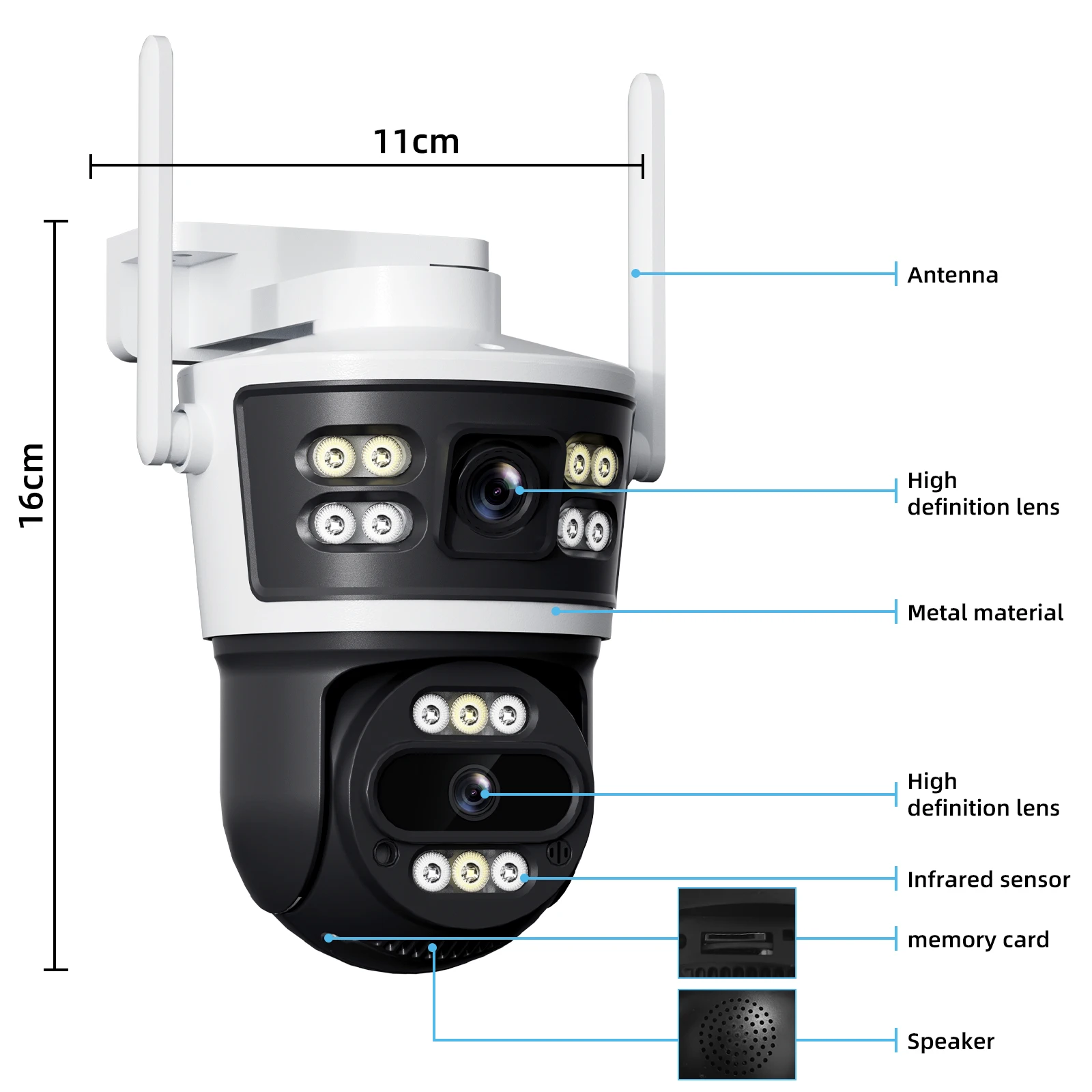 2 قطعة كاميرا واي فاي بعدسة مزدوجة أمن الوطن الذكي PTZ كاميرات IP 5MP اللاسلكية في الهواء الطلق شاشات مزدوجة تتبع السيارات مراقبة الفيديو