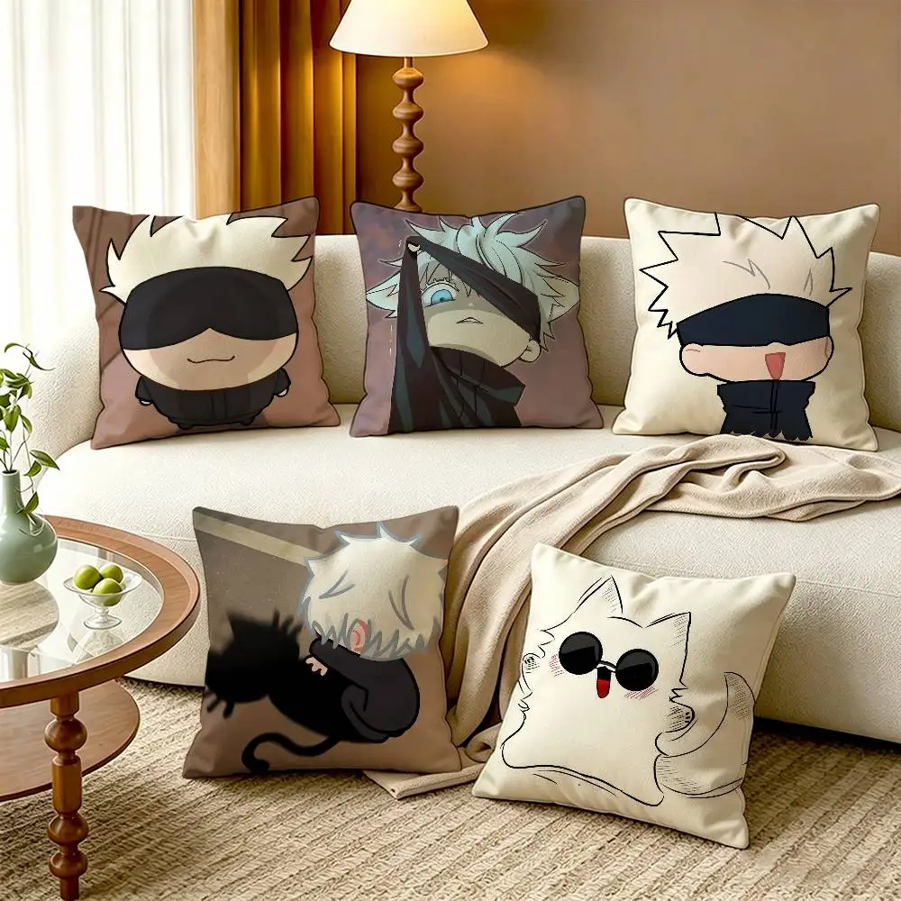 

Cute G-Gojo Cartoon Cotton Linen Square Pillow Covers Home Decor Gifts