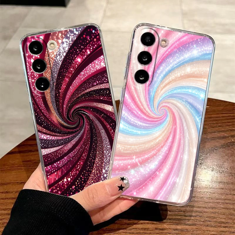Sparkling Sparkling Vortex Pattern Transparent Phone Case for Samsung Galaxy A16 A14 A12 A24 A34 A36 A37 A42 A56 A57 A40 Soft