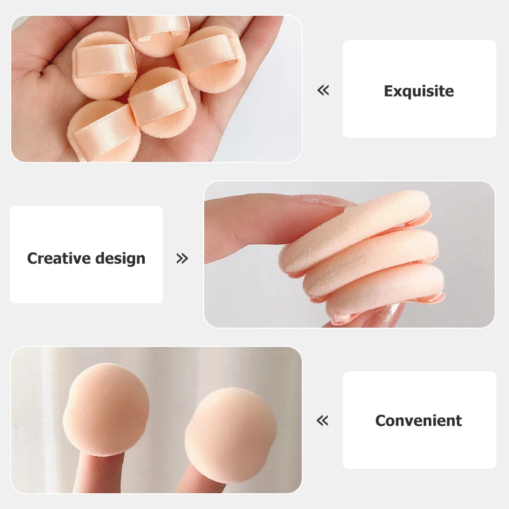 5Pcs Mini Powder Makeup Powder Soft Flocking Puff for Under Eye Nose Cheek Convenient Portable