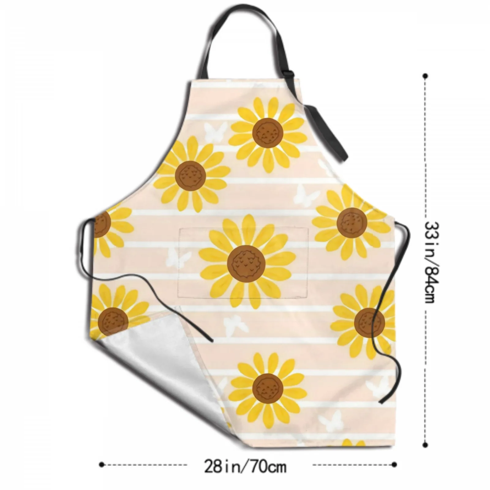 Sunflowers Waterproof Apron with 2 Pockets Kitchen Chef Aprons Bibs for Grooming Cooking Baking Painting Gardening