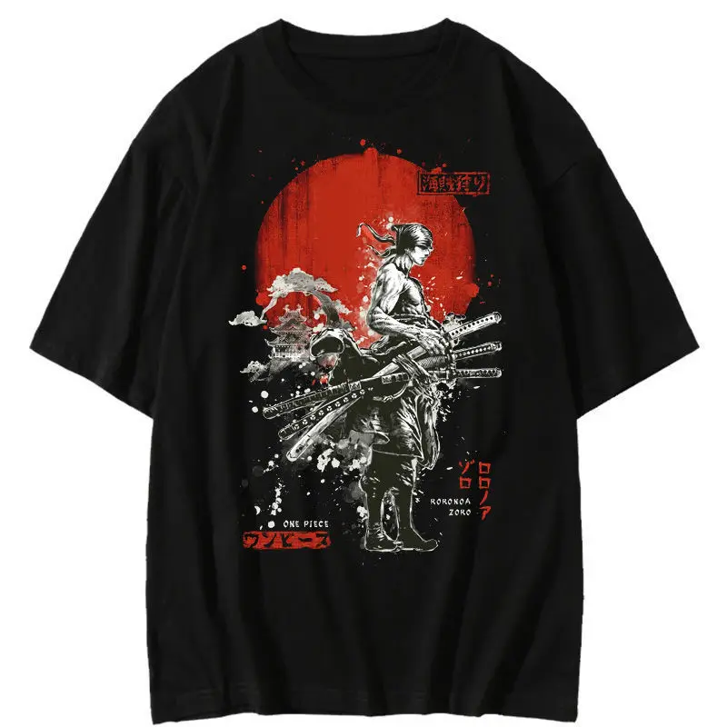 

Genuine Bandai Voyager King Joint T-shirt Male Pirate Hunter Ronoia Sauron Printed Cotton Short-sleeved T-shirt Short-sleeved