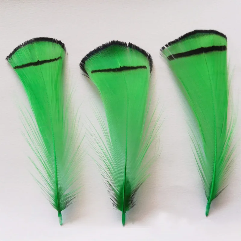 100pcs/lot! Dyed Lady Amherst Pheasant Tippet Feathers,Amherst Feathers,green 5-9cm/2-4 inches Tall