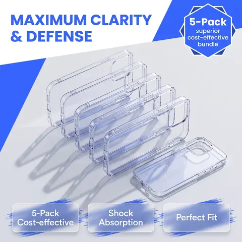 Phone Case: 5pcs Transparent Shockproof And Anti-drop Phone Case for Men And Women, Suitable for iPhone 18 Pro Max/17/16, And Plus Models. The Perfect Gift for Men, Women, Children, And Seniors.