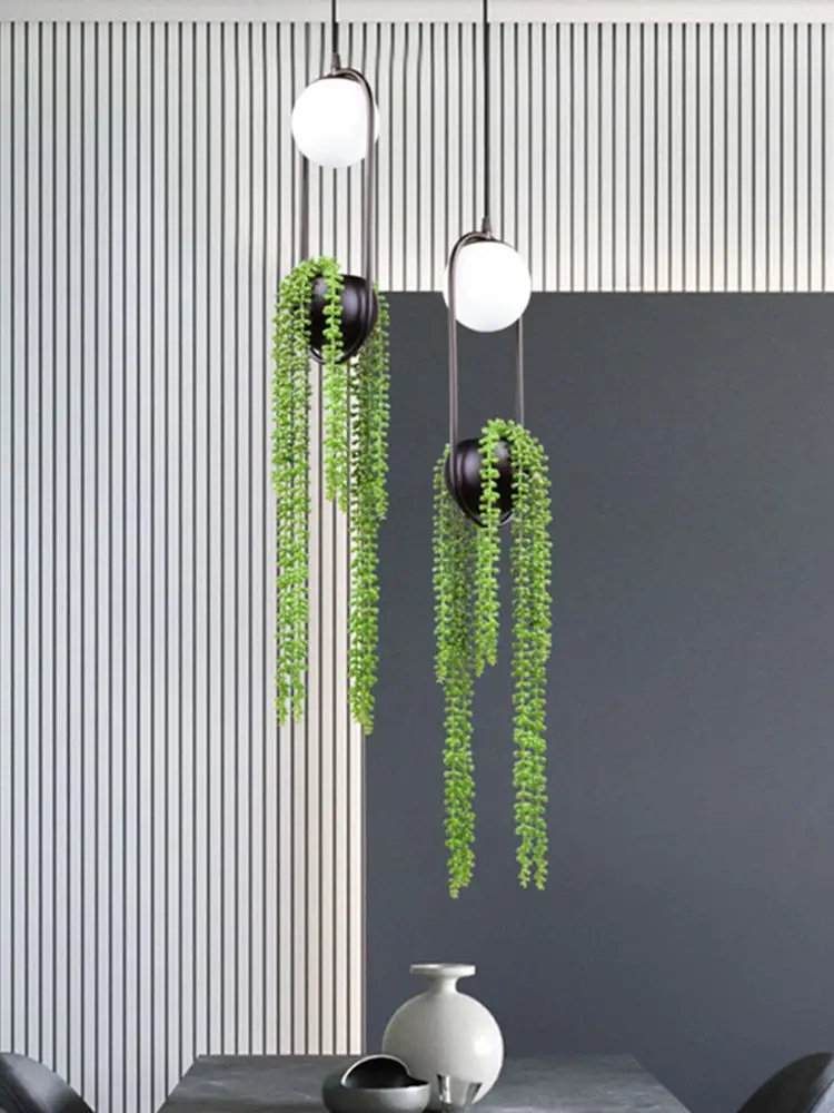 Plante Verte Suspendue en Verre Style Nordique, Luminaire Décoratif d'Nik, Idéal pour un Jardin ou un Ciel