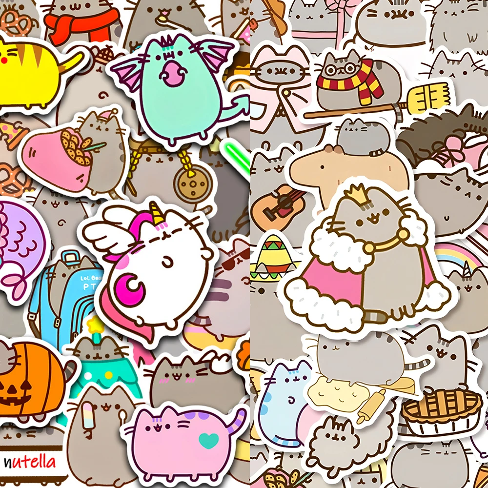 50/100PCS Kawaii Chunky Catสติกเกอร์DIYเครื่องเขียนโทรศัพท์ไดอารี่กันน้ําน่ารักGraffitiเด็กสติกเกอร์รางวัลDecalsของเล่น