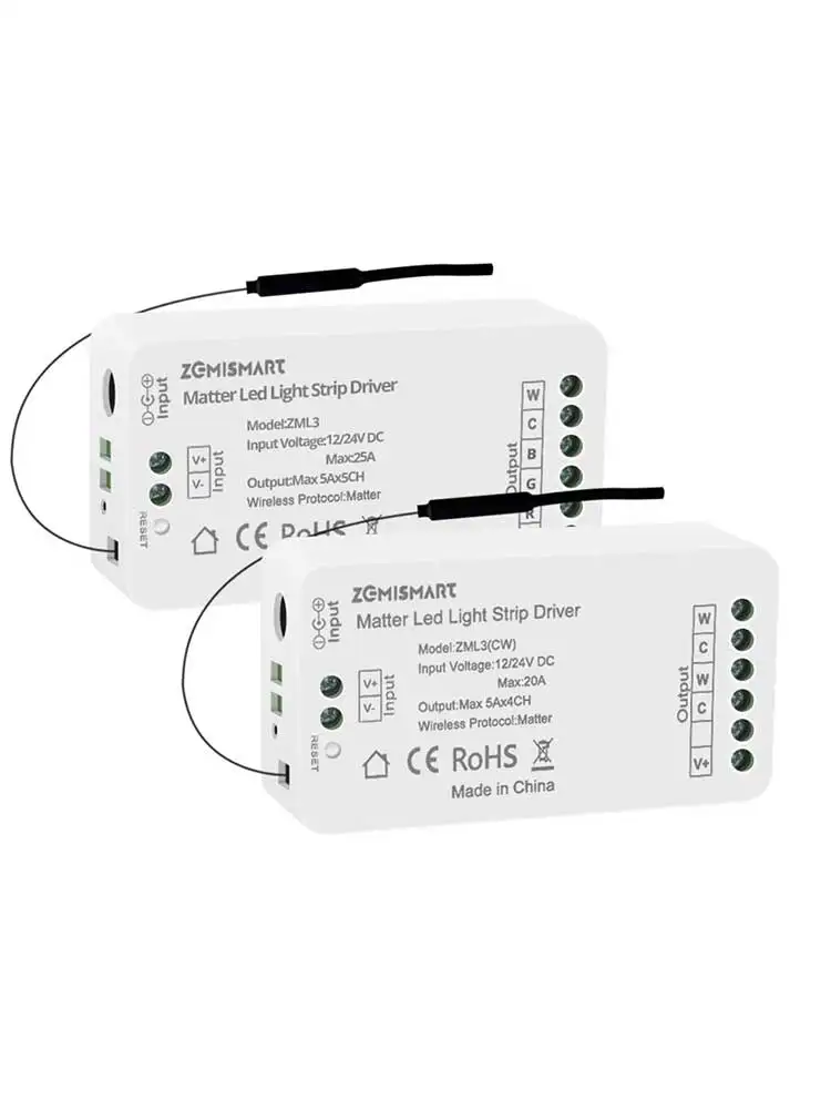 Zemismart Matter Over WiFi RGBCW CCT LED-Streifenlicht-Treiber Smart Controller Kompatibel mit Homekit Smartthings Google Home Alexa HA