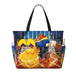 Custom Beauty And The Beast drogheria Shopping Tote Bag donna grande capacità Belle Princess Gym Beach Travel Bags