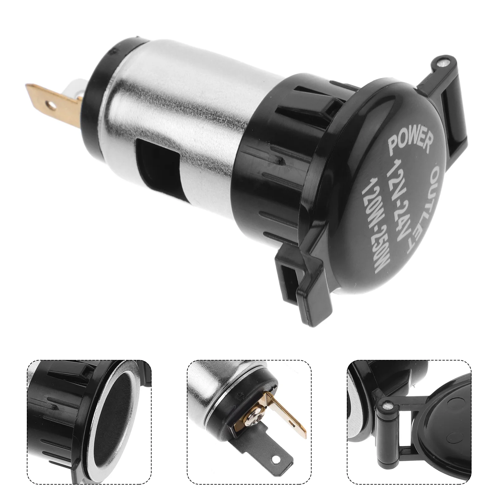 12V 120W Car Motorcycle Cigarette Power Outlet Plug Socket (Black+Silver) Car cigarette lighter socket