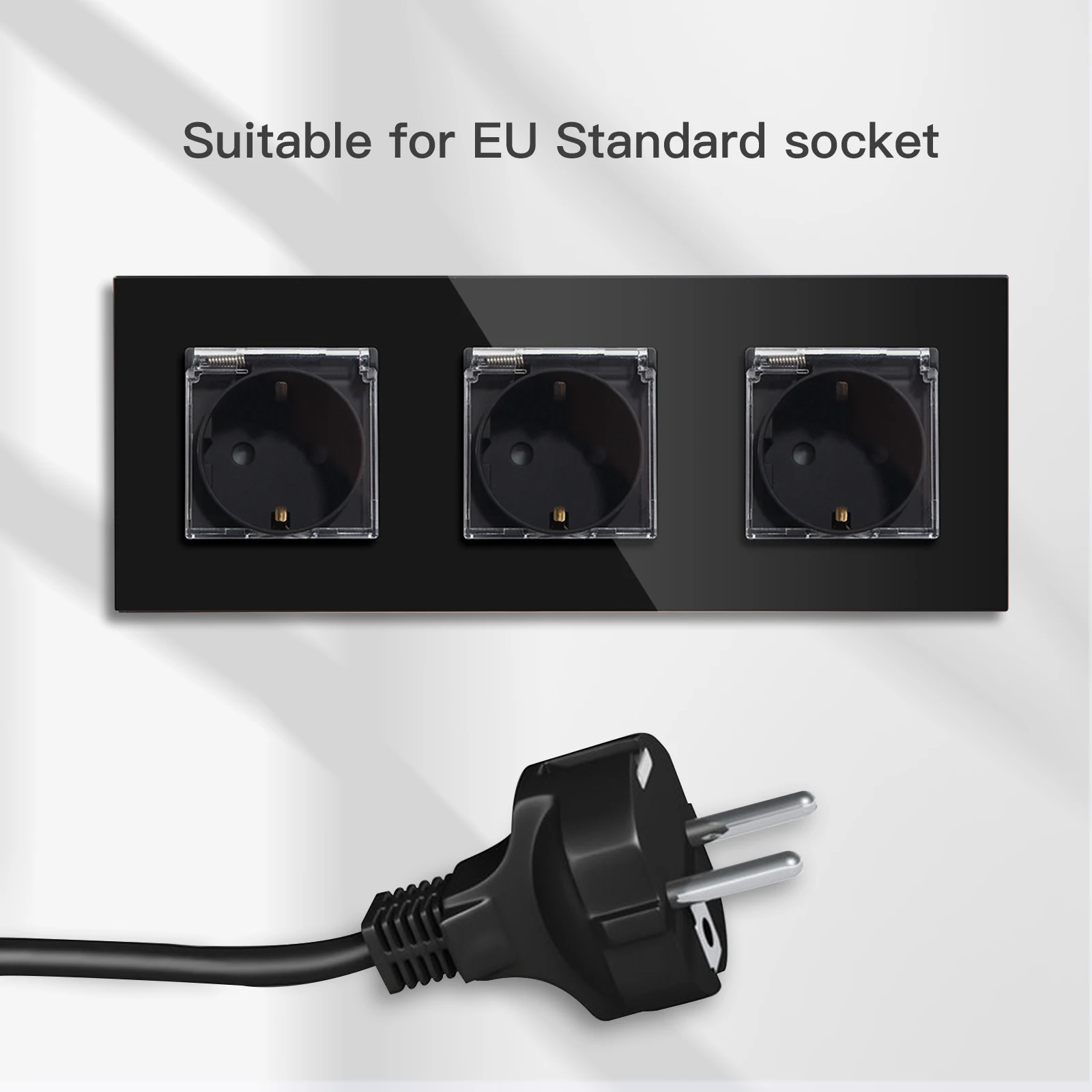 BSEED-enchufe de pared eléctrico Triple, Panel de cristal, 16A, resistente al agua, 3 colores, para exteriores, cocina y baño