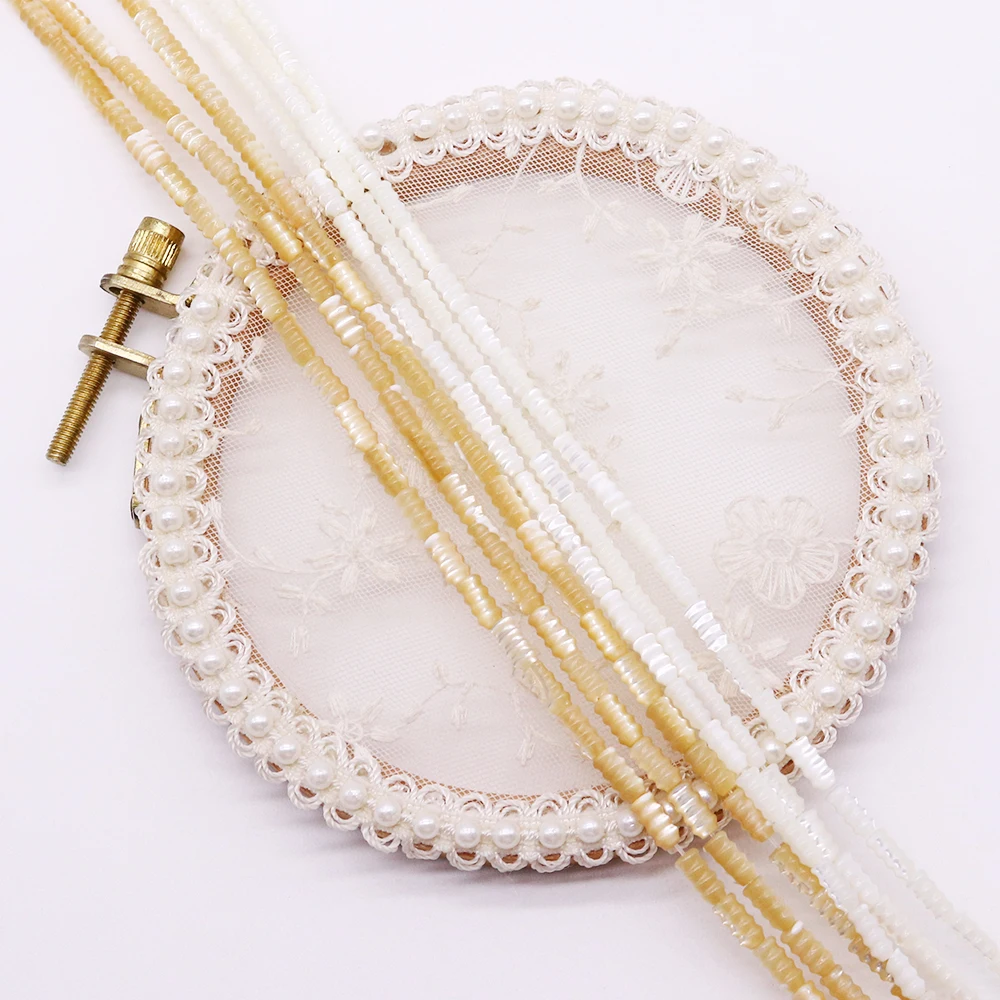 من المألوف قذيفة مياه البحر الطبيعية مصقول الخيوط ثقب مستقيم أنبوب دائري Trochus الخرز DIY المواد مجوهرات اكسسوارات #3