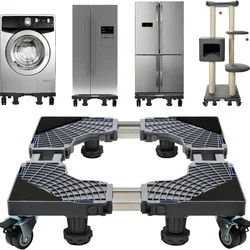 Fridge Stand Mobile Base with Double Pipes 4 Locking Wheels 4 Strong Feet Furniture Dryer Washing Machine Stand Pedestal
