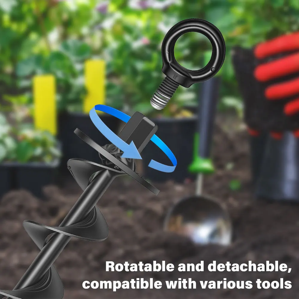 Single Blade Earth Auger Drill Bit Ground Digger Post Hole Digging Tool For Garden Planting Trampoline Tent Swing Set