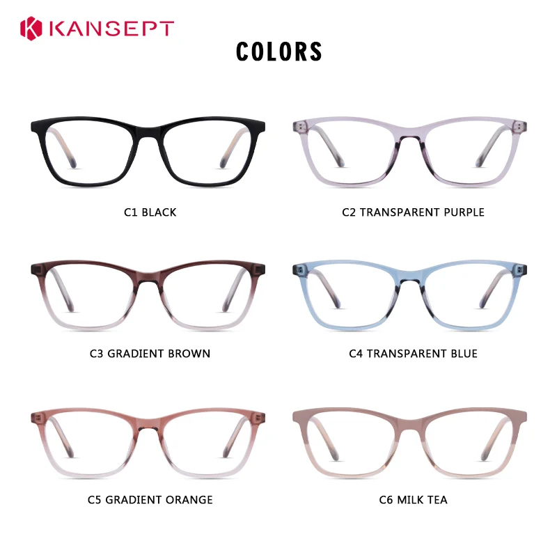 KANSEPT إطارات النظارات عالية الجودة وصفة طبية العدسات قصر النظر العدسات النظارات النسائية العدسات نظارات القراءة الزجاجية الصف