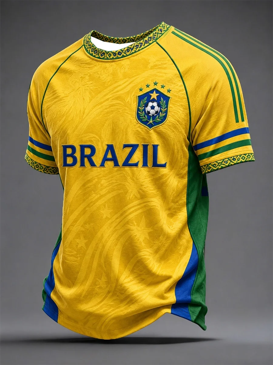 2026 New Brazilian Flag Themed Football Jersey, Fan Friendly Sports Training, Quick Drying T-shirt for Men