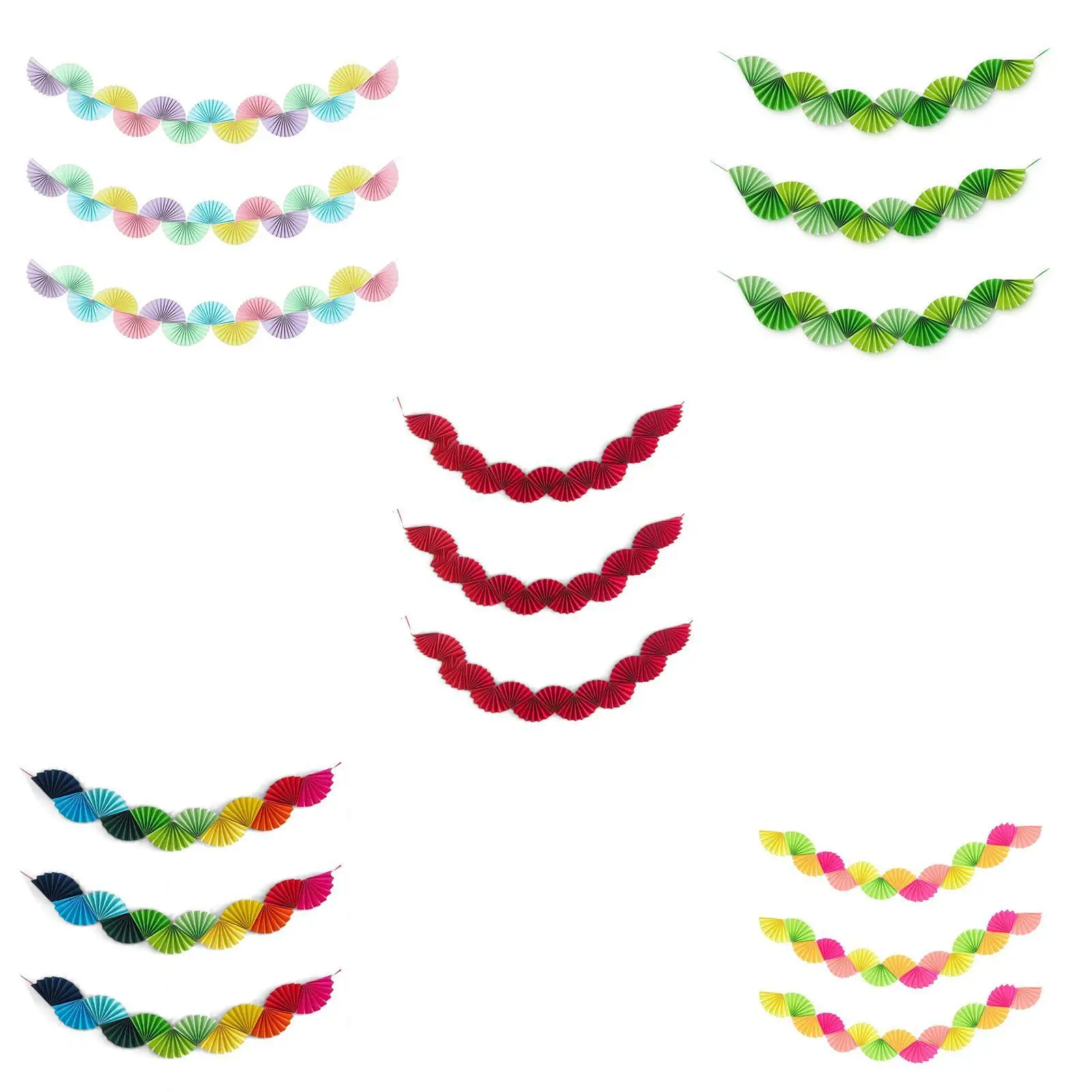 

Набор из 3 бумажных гирлянд-вееров для декора потолка и стен, для вечеринок в честь годовщины, Дня благодарения, выпускного