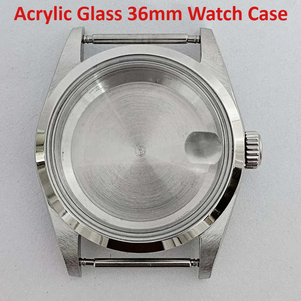 Acrylic Glass 36mm Watch Case Magnifier Transparent/Dense Base Stainless Steel Case for NH35 NH36 4R Movement
