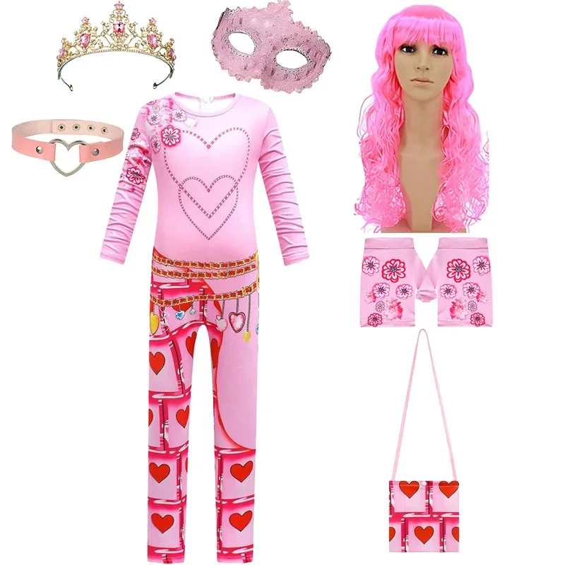 

NewNew Descendants Princess Red Cosplay Costume Halloween Costumes for Kids Girls Queen of Hearts Pink Bridget Dress Funny Costu