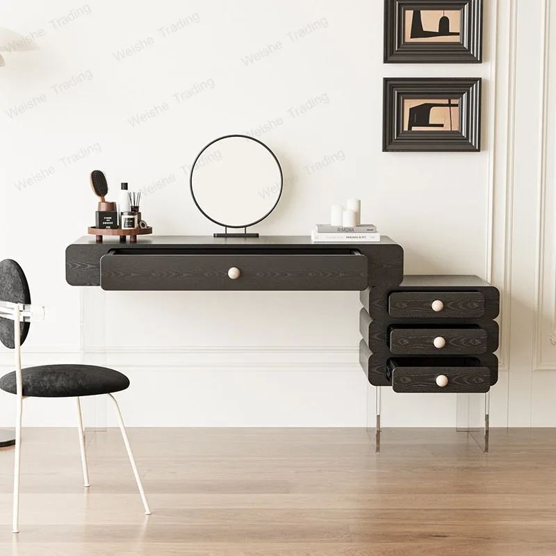 Medieval style all-solid wood dresser chest integrated bedroom ash wood retractable storage makeup table