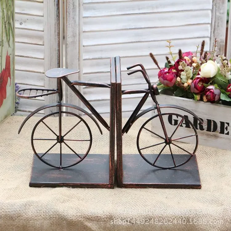 Book file, bicycle book holder, bookstand ornament, home decoration, wrought iron bicycle bookshelf