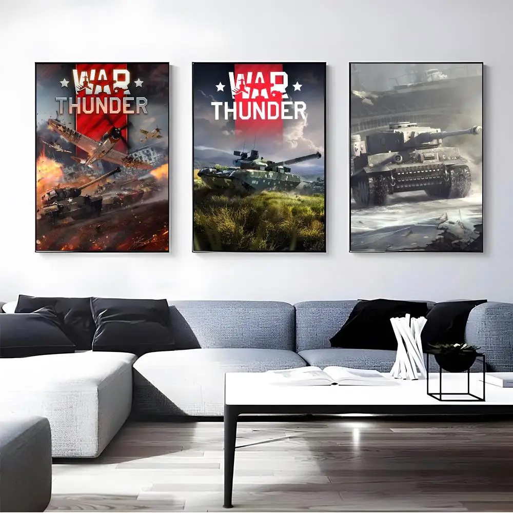 Game War Thunder Poster Self-adhesive Art Waterproof Paper Sticker Coffee House Bar Room Wall Decor