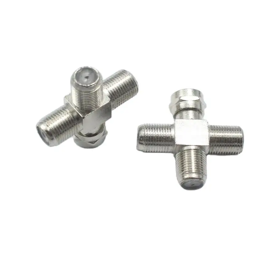 2pcs Inch F Male Plug to Female jack 3 in 1  TV General Head Inch Plug RF Connector Antenna adapter Nicekel Plated