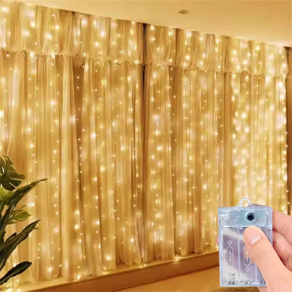 

Светодиодные гирлянды на батарейках для декора дома на Рамадан, гирлянды-шторы, светодиодные огни для спальни, свадьбы, Дня матери, Ид Мубарак