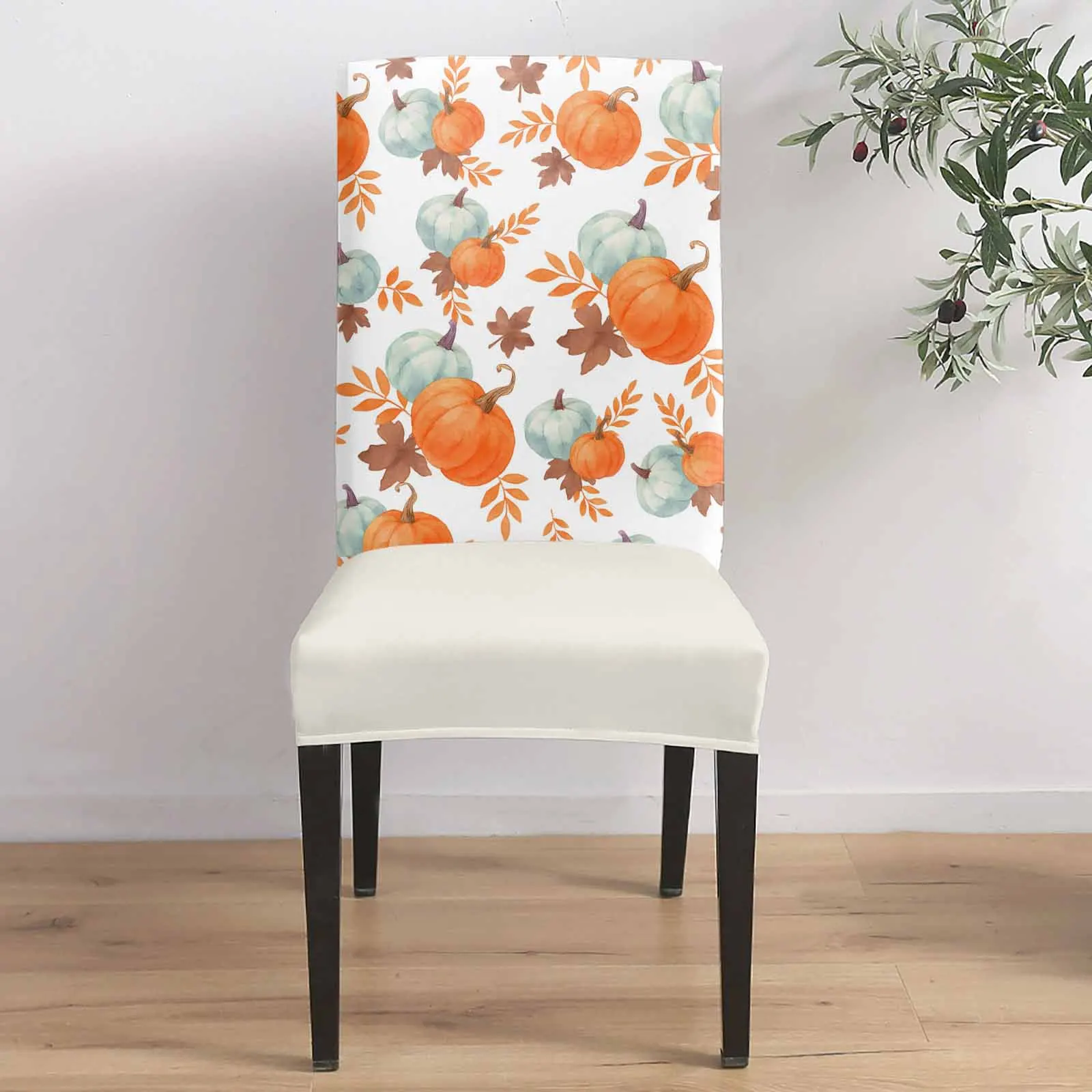 

Vintage Orange Pumpkin Leaves 4/6/8PCS Spandex Elastic Chair Case For Wedding Hotel Banquet Dining Room
