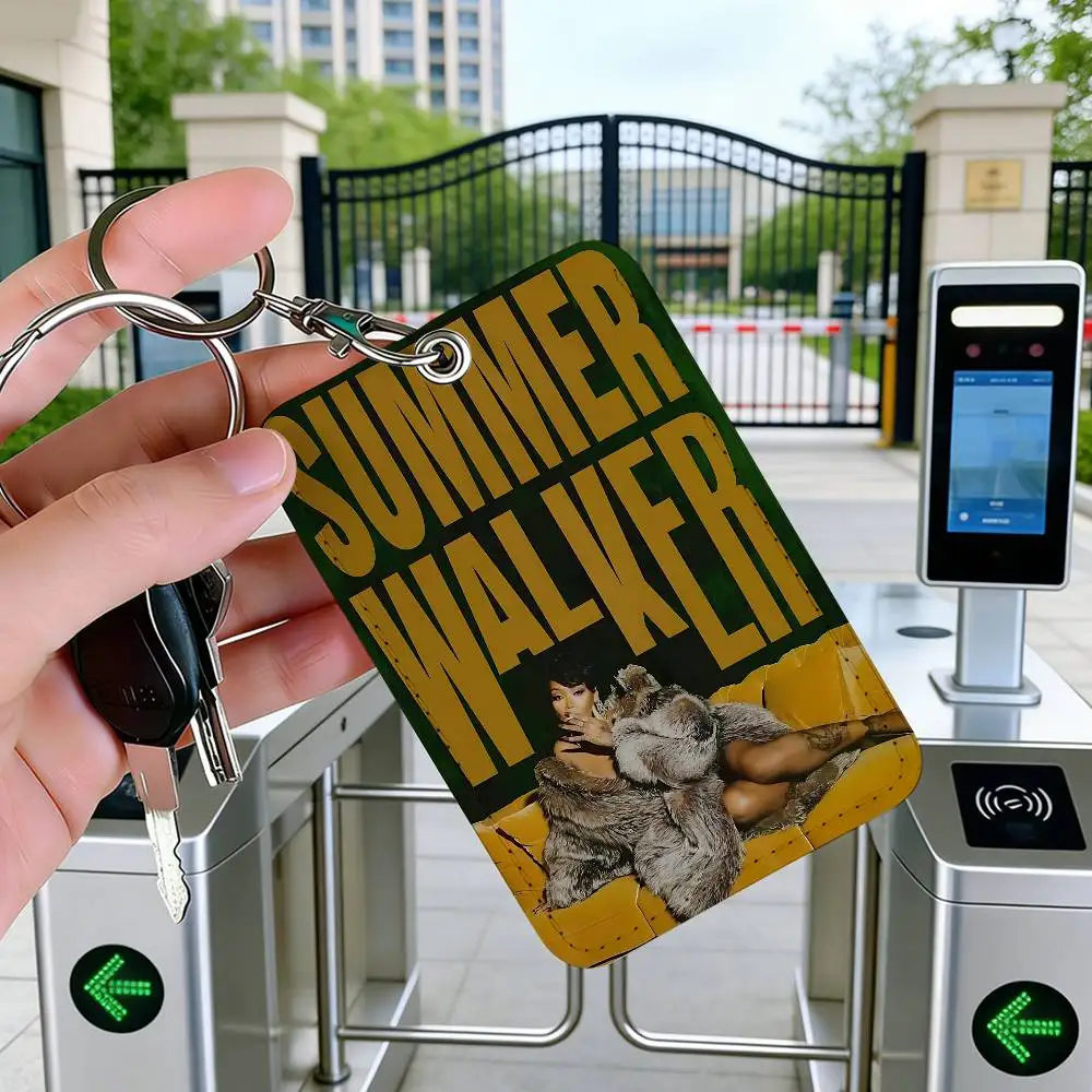 R&B Singer S-Summer Walker Bank Card,Subway, Bus Card Holder Keychain Key Ring Door Access Tags ID Card Case Keychain Access