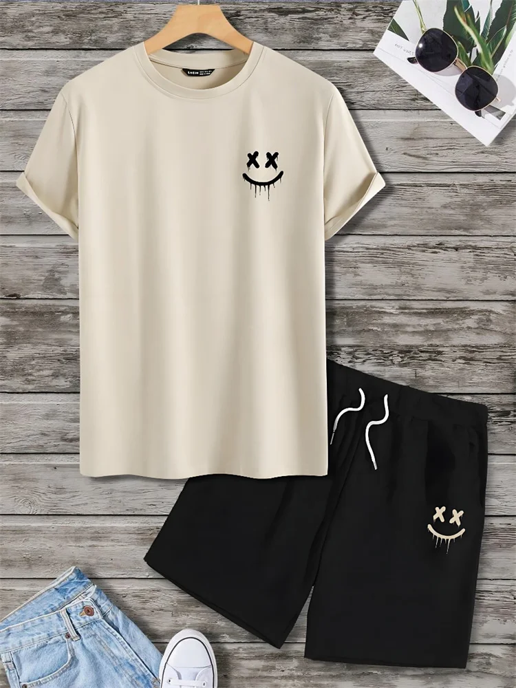 Summer Daily Casual Men\'s Short Sleeve Shorts Package Urban Street Men\'s Fashionable T-shirt Outdoor Sports Men\'s Shorts