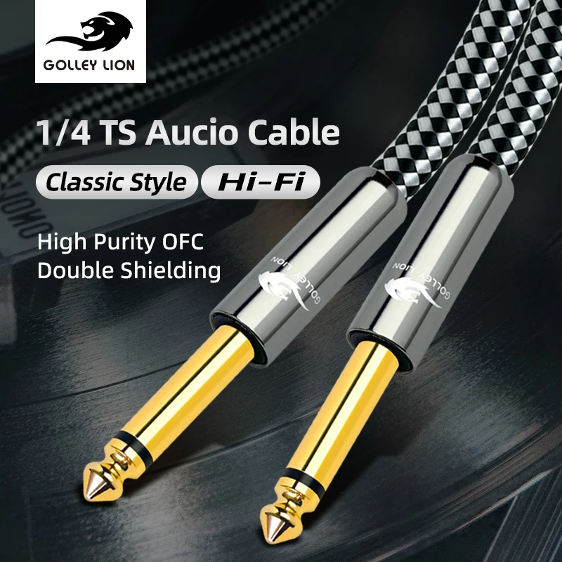 1/4 Inch Cord 6.35mm Mono Jack TS Speaker Cable 6.35 TS Guitar Instrument Cable for Guitar Electronic Drum Amplifier Audio Mixer
