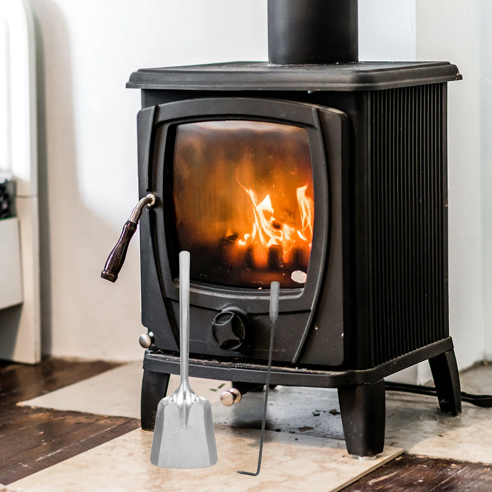 Zestaw narzędzi do kominka ze stali nierdzewnej premium: łopata, hak, szczypce, palnik do pieca na drewno do użytku wewnątrz i na zewnątrz - niezbędny.