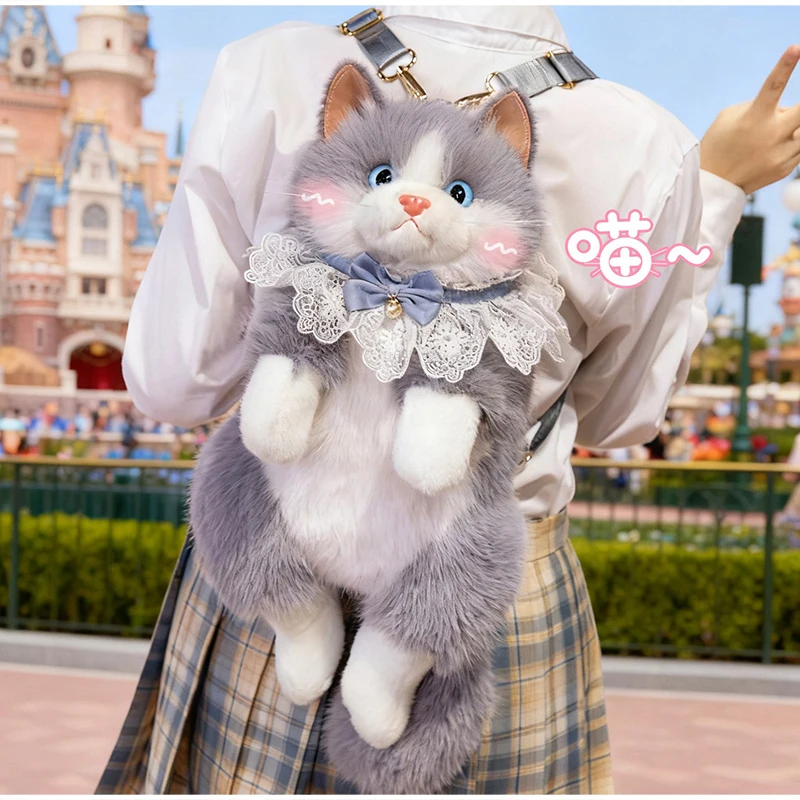 

Cute Realistic Cat Backpack Talking Ragdoll Cat Bag Pp Cotton Longhaired Mink Plush Stylish Lolita Backpack Warm Mochilas Mujer