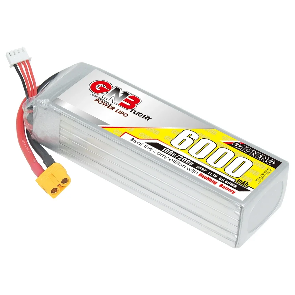 GAONENG GNB 3S2P 11.1V 6000mAh 100C lithiumbatterij met XT30-stekker, geschikt voor FPV-drones, quadcopters en afstandsbedieningsauto's