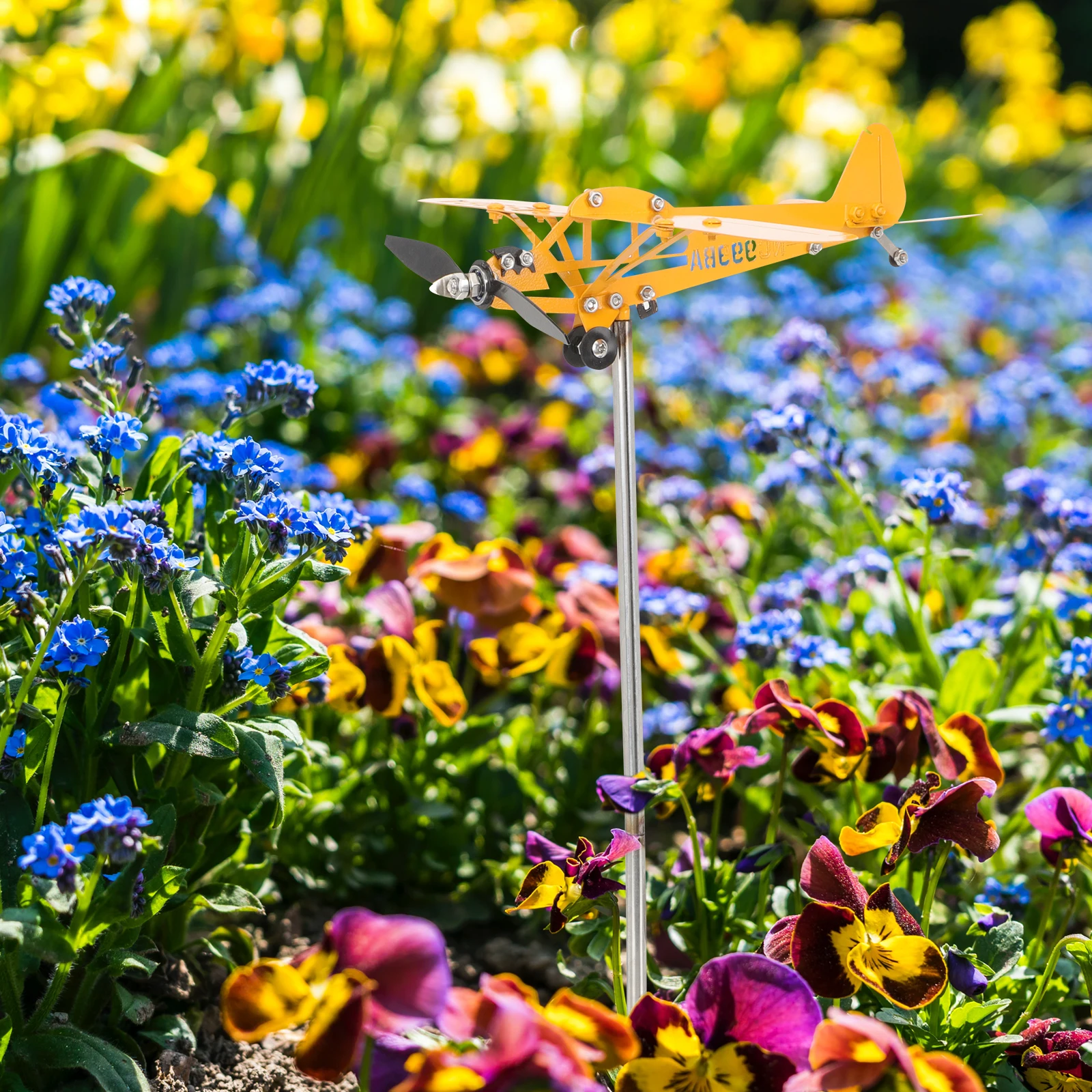 

Outdoor Metal Airplane Windmill Weather Vane for Garden Decoration Sculpture Yard Landscape Feature Decor