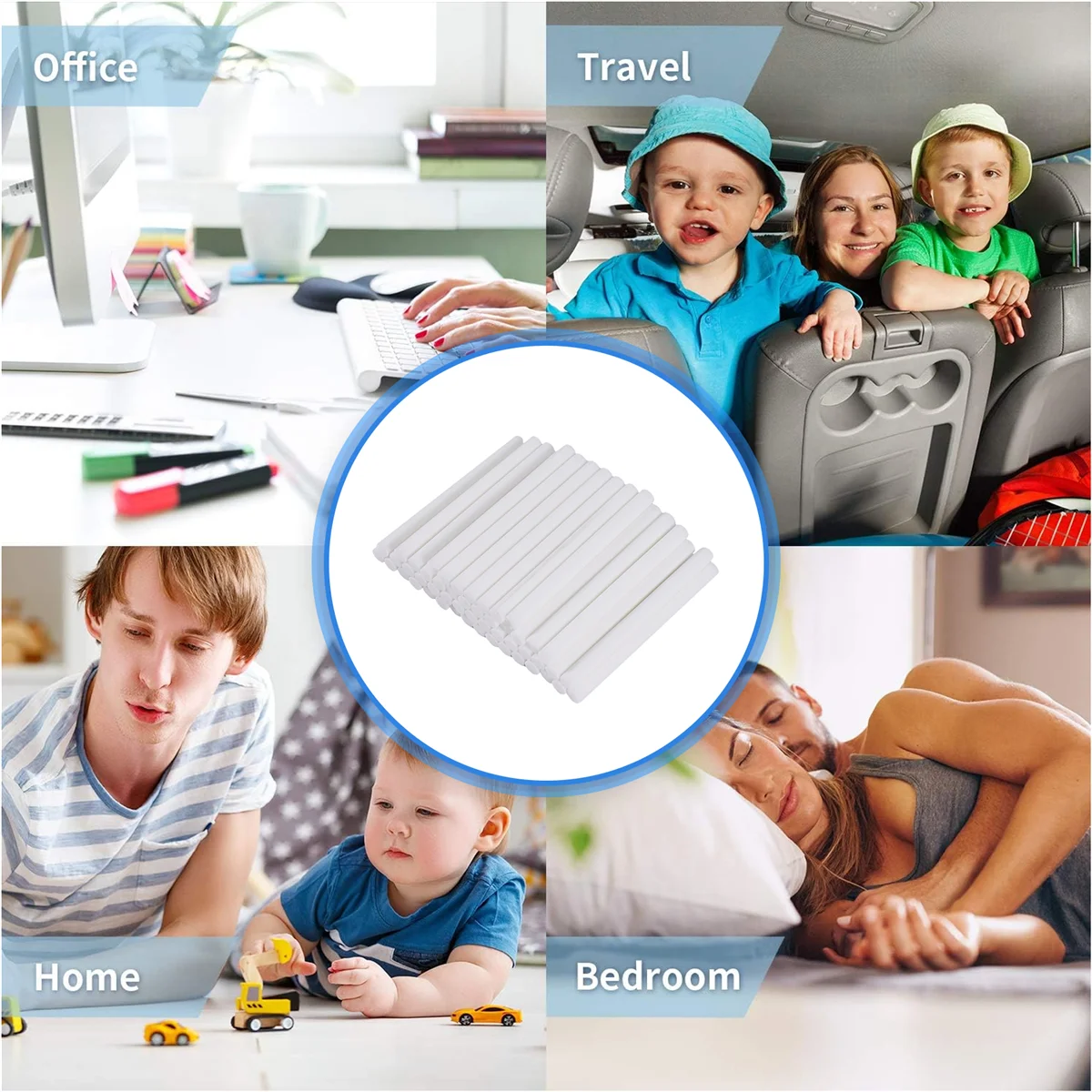 A74G-50 шт. палочки для автомобильного увлажнителя, хлопковые палочки для заправки фильтров, сменные фитили для портативного ультразвукового аромадиффузора